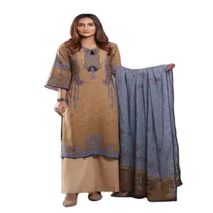 Nouveautés Collection d'été 2024 femmes à la qualité shalwar kameez 3 pcs Unstitch Summer Cotton / Lawn Suits