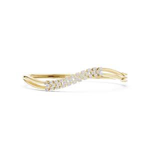 14K Yellow Gold Lab Grown Diamond Luxury Crossover Diamond <b>Bangle</b> <b>Bracelet</b> Yellow Gold Double Row Round Cut Criss Cross Design - Product Image 1