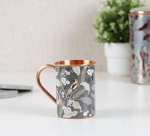 Premium Quality 100% Pure Copper <b>Mug</b> with Printed Enamel Coating, Ergonomic Handle, Durable Floral Patterned Copper Tumbler Cup - Product Image 2