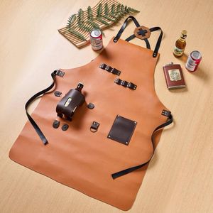 High Quality Men's Leather Sleeveless <b>Apron</b> with Custom Logo Reusable & Durable Arnav Leather <b>Works</b> Classic Style - Product Image 4