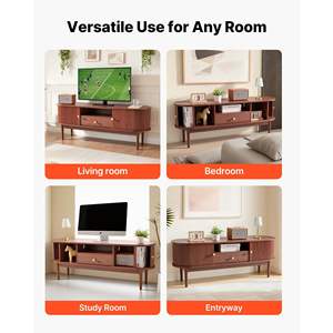 <b>Mid</b> <b>Century</b> Modern TV Stand 58 Load Capacity Entertainment Center 350 Lbs Media <b>Console</b> <b>Table</b> Drawer Open Storage Shelves - Product Image 6