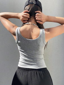 Débardeur d'été court pour femme en gros, 100 % coton, respirant, confortable, sans manches, camisole dos nu, sous-vêtement - Product Image 4