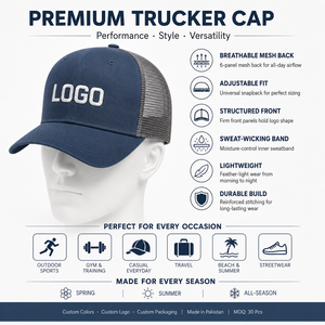 Private Label Wholesale Custom Rubber Patch Curved Brim Trucker <b>Cap</b> Fine Mesh Back Panel Waxed Canvas Front For Summer Wear - Product Image 1