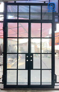 Puerta de Entrada Doble de Hierro Negro de Lujo con Vidrio y Travesaño, Puerta Exterior Moderna de Estilo Industrial para Villa, Uso en Hoteles, Hecha en Vietnam - Product Image 2