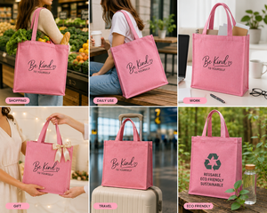 กระเป๋าโท้ทผ้ากระสอบสีพื้นรักษ์โลก พิมพ์โลโก้ได้ ใช้ซ้ำได้ สำหรับช้อปปิ้ง ของขวัญส่งเสริมการขาย ของใช้ชายหาด ของชำ ขายส่ง AMANI - Product Image 4