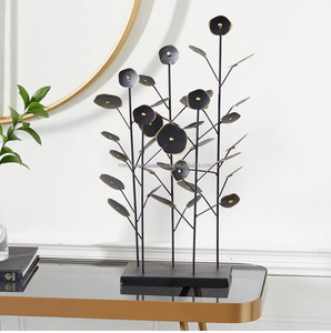 Sculpture de fleur en métal noir audacieux Pièce maîtresse de table de luxe Accent décoratif artistique pour les intérieurs élégants modernes - Product Image 5