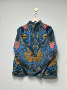 Floral Suzani Embroidery Breathable Quilted <b>Jacket</b> Vintage Style Cotton Winter Coat <b>Hippie</b> Bohemian Outerwear O-Neck Pocket - Product Image 5