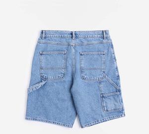 Men's <b>Light</b> Wash Denim Cargo Shorts High Waist Cotton Casual Summer Woven Fabric Pockets Topstitch Style - Product Image 1