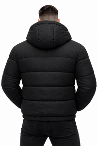 Chaqueta acolchada negra con capucha para hombre, abrigo grueso y cálido de invierno, chaqueta informal con cremallera a prueba de viento para exteriores, venta al por mayor, OEM, personalizada - Product Image 5