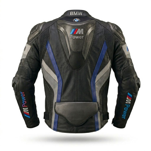 เสื้อแจ็คเก็ตหนังวัวแท้สำหรับผู้ชาย BM S1000 RR สำหรับขี่มอเตอร์ไซค์/แข่งรถ/สไตล์คาเฟ่เรเซอร์ คลาสสิค พร้อมฮัมป์ สำหรับผู้ชาย มาตรฐาน CE - Product Image 2