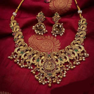 Traditional Designer <b>Gold</b>-Plated Pota Stone & Pearl Necklace <b>Set</b> for Women Fashion Jewelry 10575298PGR - Product Image 1