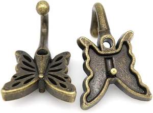 Crochets muraux en laiton antique en forme de papillon, porte-manteau, porte-chapeau, porte-serviette, décoratifs, robustes, style vintage - Product Image 2