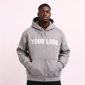 Custom Logo Men Oversized Streetwear Graphic Zip Up Hoodie Heavyweight 100% Cotton Zip Sweatshirt <b>Jacket</b> 2026 - Product Image 1