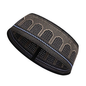 Premium Men Prayer Cap Comfortable Soft Mesh Fabric Kufi Taqiyah <b>Islamic</b> Skull Cap Puff <b>Printed</b> Stretchable Stripes Eco-Friendly - Product Image 5