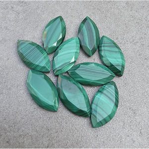 Pierre précieuse en malachite véritable, taillée en tablette, calibrée, à dos plat |   Pierre en forme de marquise pour la fabrication de bijoux, toutes tailles disponibles - Product Image 4