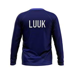 T-shirt de sport à manches longues et col rond personnalisé par sublimation, à compression, séchage rapide, pour entraînement athlétique et fitness, haut de loisirs pour homme - Product Image 3
