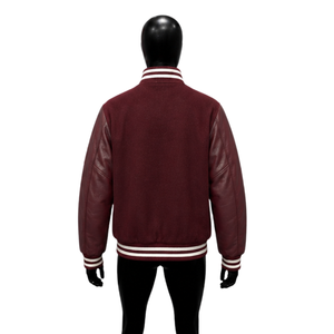 SOFT MAROON CASUAL <b>JACKET</b> FOR MEN'S <b>Leather</b> Sleeves Casual Turn-down Collar Regular Fit WITH <b>WINTER</b> WARM URBAN FASHION STYLE WEA - Product Image 2