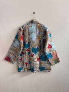 เสื้อคลุมกิโมโนปักลายซูซานีแบบวินเทจ งานแฮนด์เมดสไตล์คันธา เสื้อโค้ทแบบดั้งเดิมของอินเดีย - Product Image 6