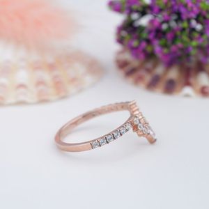 925 Sterling Silver Rose <b>Gold</b> Plated Dainty Natural <b>Opal</b> Vintage Wedding Band Promise <b>Ring</b> with Prong Setting for Women - Product Image 4