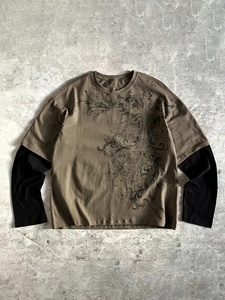 Camiseta de Manga Larga para Hombre, Personalizada, con Borde Crudo, Color Sólido, Estilo Casual, Tejido Waffle, Térmica, 100% Algodón - Product Image 1