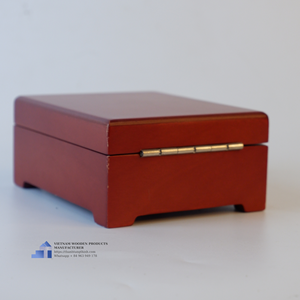 Caja de Joyería de Madera Natural Rectangular Pulida Hecha a Mano, Estuche de Almacenamiento de Regalo para Mesa, Estilo Antiguo con Interior Negro, Hecho en Vietnam - Product Image 3