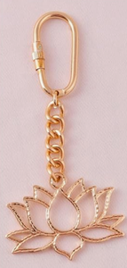 Llavero de Flor de Loto con Cadena de Latón, Colgante Decorativo de Latón, Llavero con Colgante de Loto Chapado en Oro para Bolsos, Llaves y Regalos - Product Image 4