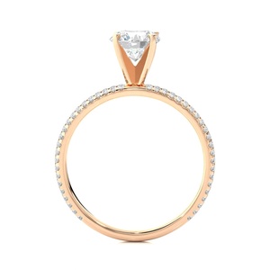 Dernière conception de bague solitaire réglable en plaqué or rose avec micro pavé de diamants précieux véritables pour femmes et filles bijoux - Product Image 4