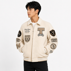 Wool Varsity <b>Jacket</b> Top <b>Jackets</b> Leather Sleeves Customizable Blank Embroidered Patches Winter Varsity <b>Jacket</b> Wool Lining Cotton - Product Image 3
