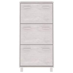 Armoire à chaussures en bois de pin massif blanc avec organisateur en plastique moyen pour boîtes à chaussures - Product Image 3