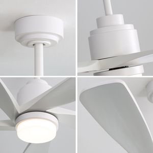 Ventilatore da Soffitto Moderno da 52 Pollici con Luce LED Dimmerabile e Telecomando Intelligente, 5 Pale in Legno Massello, Motore DC Reversibile - Product Image 5