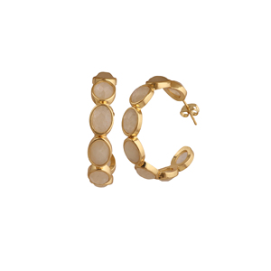 Pendientes de Aro de Latón con Piedra Lunar Blanca Natural, Chapados en Oro de 18K, Hechos a Mano, Estilo Boho, con Gemas, para Fiesta, Aniversario, Regalo de Boda - Product Image 3