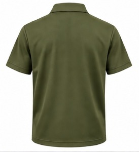 Index Apparel <b>Men's</b> Olive <b>Green</b> Quarter Zip <b>Polo</b> <b>Shirt</b> Short Sleeve Embroidered Solid Casual Quick Dry Knitted Polyester - Product Image 2
