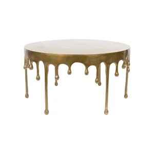 Table basse moderne de style farmhouse en métal avec cadre en fer artistique, meubles haut de gamme faits à la main pour le salon - Product Image 1