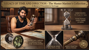 Hot Selling Designer Handmade Brass 10 Minute Sand Timer High Quality Art Deco Modern Traditional Table Top Decorative <b>Compass</b> - Product Image 6
