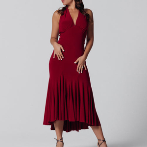 Vestido de Baile sin Mangas y Espalda Descubierta de Alta Demanda para Mujer, Diseño Halter, Traje de Tango - Product Image 1