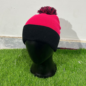 Custom Pom Pom Beanie <b>Hat</b> <b>Winter</b> Knit Cap Cuffed Beanie with Logo Bulk Manufacturer - Product Image 1