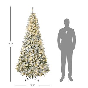 Albero di Natale Pre-Illuminato da 2,3 m con Luci LED Bianco Caldo, Funzione di Montaggio Automatico, Rami Effetto Neve, Materiale PE PVC, Dimensioni 210 cm - Product Image 3