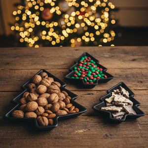 Bandejas Decorativas de Aluminio Hechas a Mano para Árbol de Navidad, Juego de Platos para Servir con Acabado Negro Mate y Recubrimiento en Polvo - Product Image 2