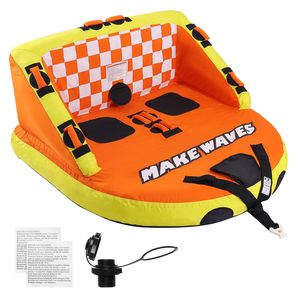 Inflatable <b>Towable</b> Tube for Boating 1-2 Riders 340 Lbs Capacity Water Sport Tube with Deck Seats Backrest for Boating Deck - Product Image 1