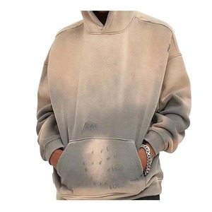 Vente en gros de sweats à capuche d'hiver personnalisés en molleton bouclette vintage, effet vieilli et délavé, nouveau design, délavé à l'acide, écologique - Product Image 2