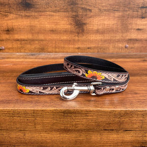 Collier de chien personnalisé robuste réglable et durable en cuir véritable de qualité supérieure et laisse pour animaux de compagnie usinés à la main ensembles de laisse de trafic en cuir de vachette - Product Image 4