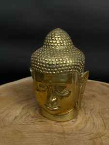 Statue de tête de Bouddha en laiton moderne, artisanat en métal fait à la main pour la décoration vintage de la maison - Product Image 5