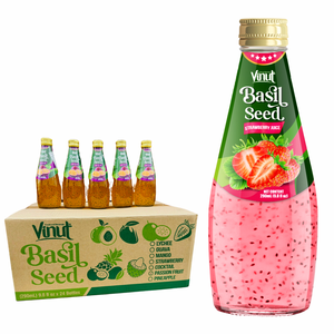 ขั้นต่ำในการสั่งซื้อน้อย พร้อมตัวอย่างฟรี เครื่องดื่มสตรอว์เบอร์รีโหระพา 32 เมล็ด ขนาด 290 มล. VINUT เวียดนาม เมล็ดเจีย ปราศจากน้ำตาล รับผลิตแบรนด์ส่วนตัว OEM/ODM - Product Image 1
