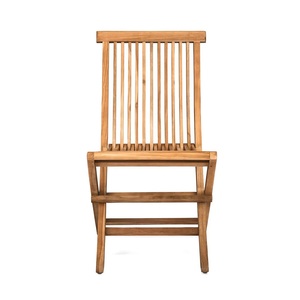 Teak Folding Garden Chair-Portable Modern Outdoor Solid Wood Furniture with Saber Legs for Patio & <b>Dining</b> Use - Product Image 2