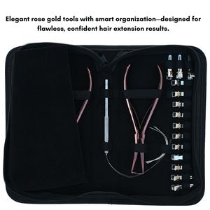 Kit d'outils pour extensions de cheveux de salon avec pince à soudure de 7 pouces, pince à micro-anneaux, ouvre-perles et pinces de coiffage pour l'installation - Product Image 5