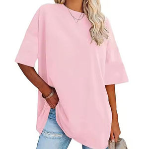 Camisetas de Verano para Mujer, de Algodón, a la Moda, con Logotipo Personalizado, de Alta Calidad, Lisas, con Mangas Cosidas - Product Image 3