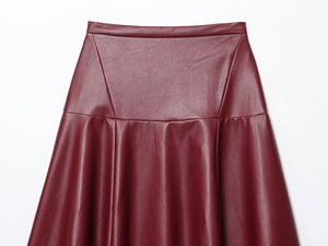 Women's High Waist A-Line PU Leather <b>Skirt</b> Solid Color Knee-Length Shiny Midi <b>Skirt</b> All Seasons Wear - Product Image 4