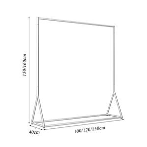Portant à vêtements industriel minimaliste en métal, rail unique en T, pour présentation de luxe en showroom de créateur - Product Image 2
