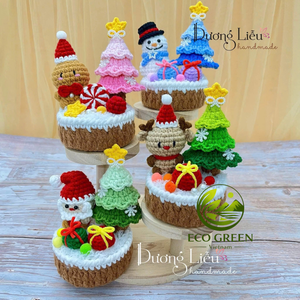 Festive Handmade Crochet <b>Christmas</b> Pot Decorations Santa Snowman <b>Tree</b> Candy Cane Holiday Home Gift Shop Display OEM Bulk - Product Image 6