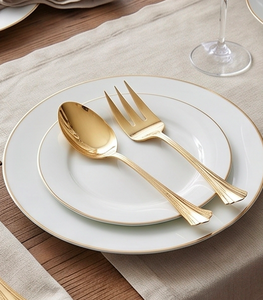 Elegant <b>Gold</b> Flatware Set with Leaf Pattern Dishwasher Safe Serving <b>Utensils</b> For Wedding And Dining Use - Product Image 4